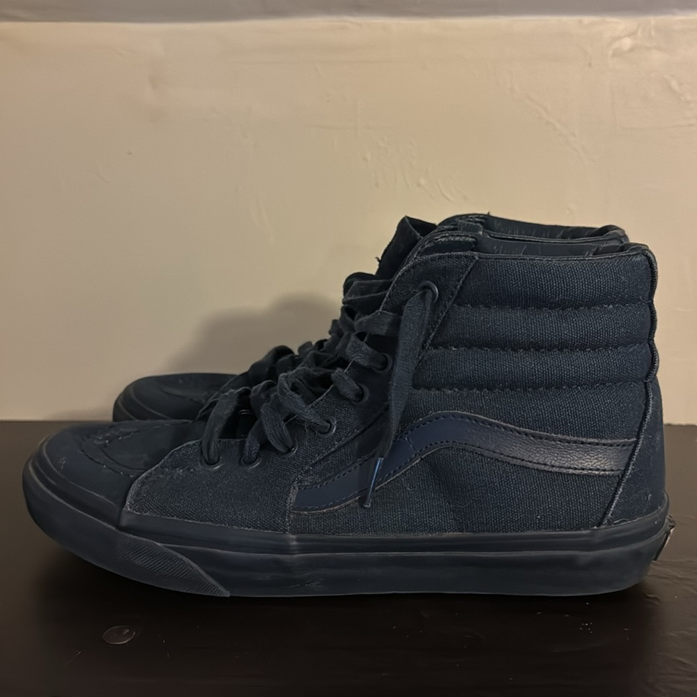 Navy, Vans, canvas high tops, size 8.5